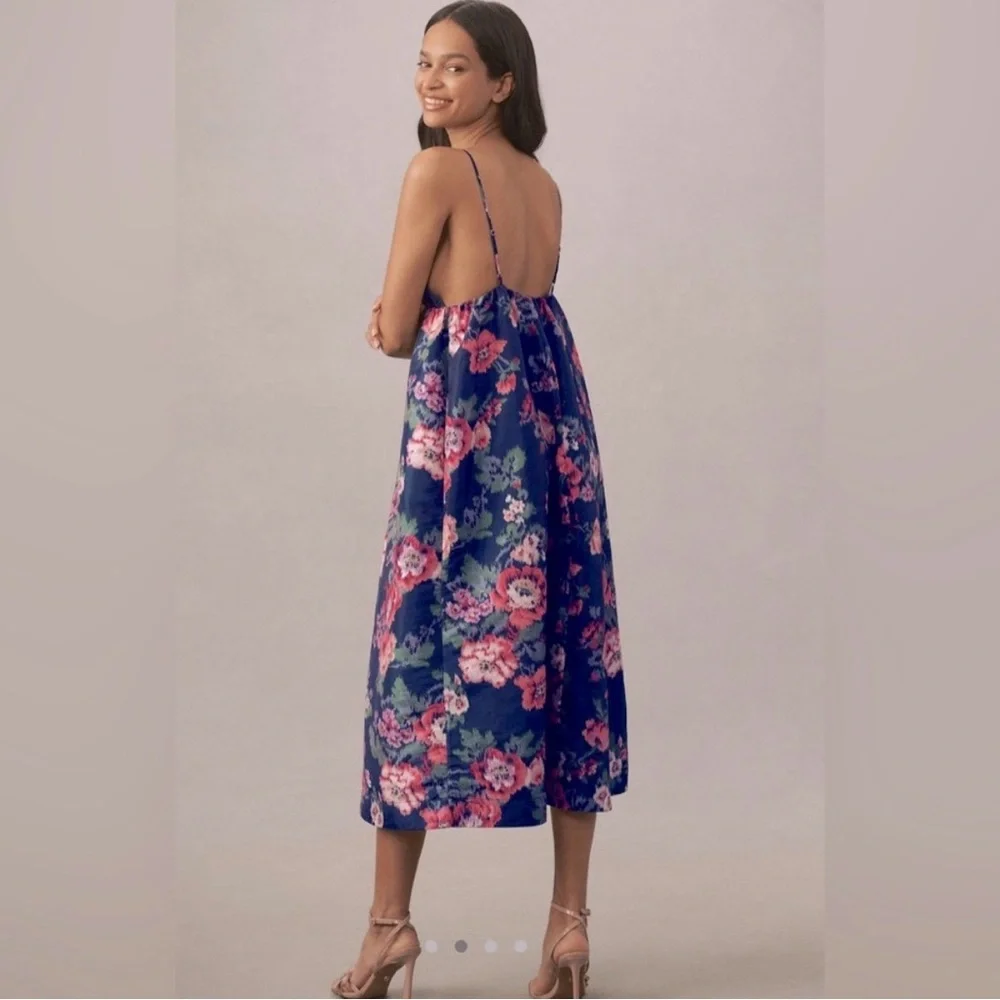 NWT Anthropologie BHLDN Sophia Apron-Top Jacquard Floral Midi Dress - size XS - Picture 8 of 8